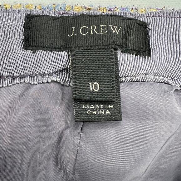J. Crew Gold Metallic Sparkle Tweed Pencil Skirt Purple Gold Zip Front Size 10 - Picture 5 of 11